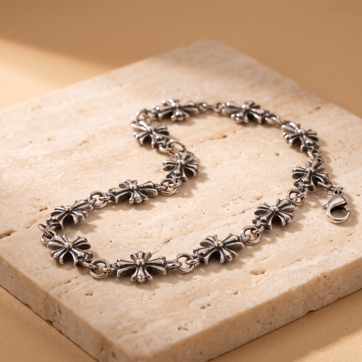 Chrome Cross Bracelet studio product shot