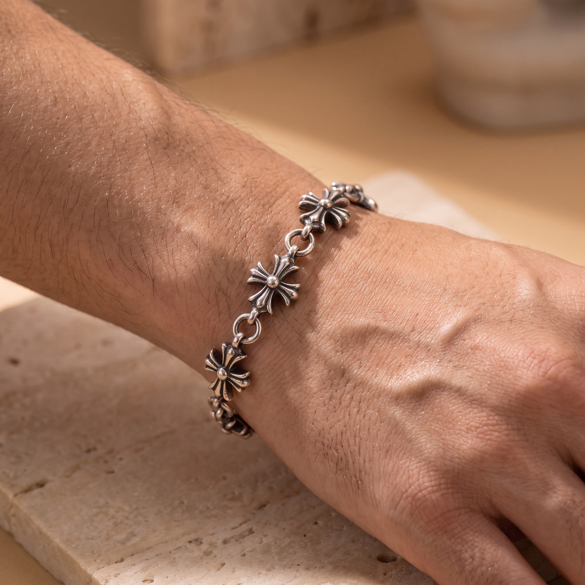 Chrome Cross Bracelet by BLK LABEL