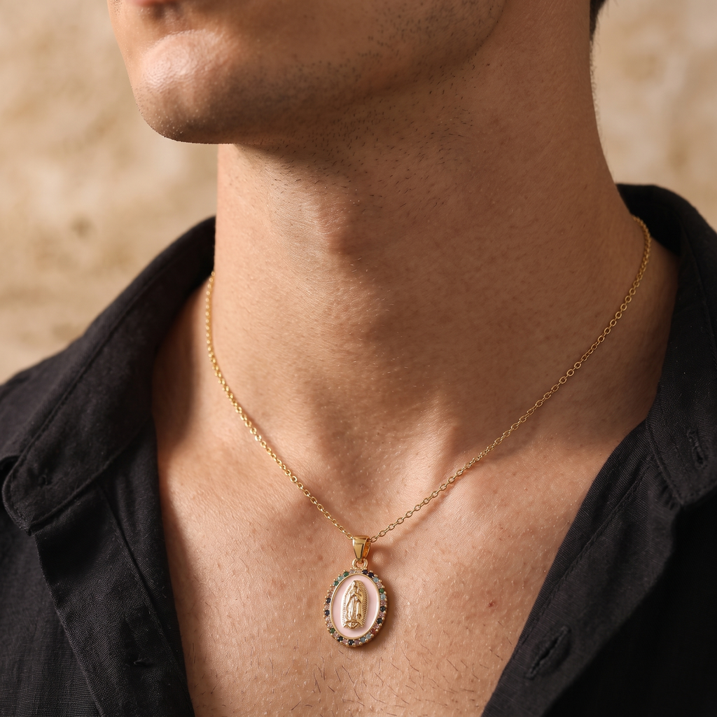 Guadalupe Medallion Necklace worn on model