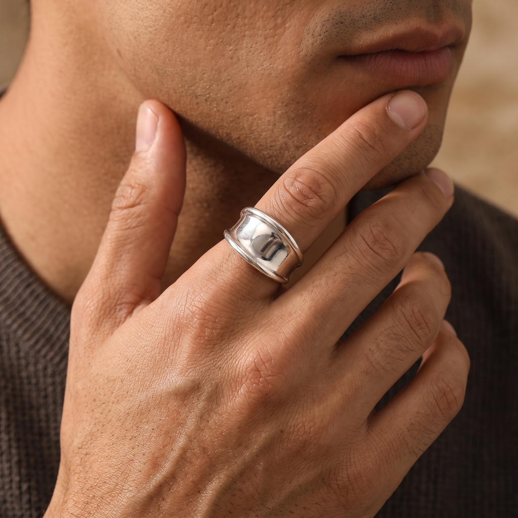 925 Arc Ring worn on model